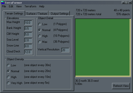 Main Window & Terrain Tab